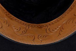 Hand tooled leather sweat band