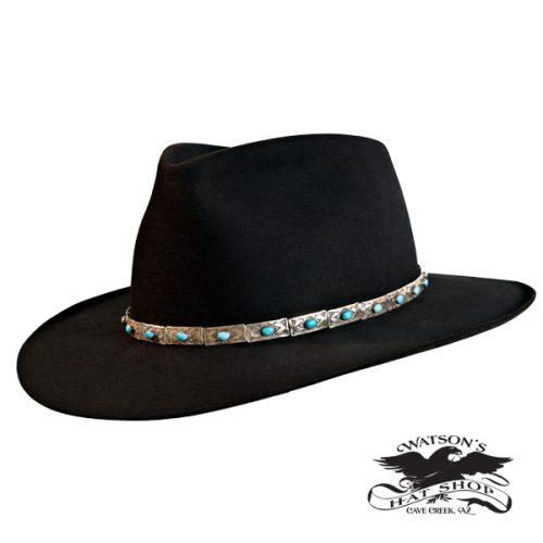 Black Aussie Hat - Silver Turquoise Hat Band
