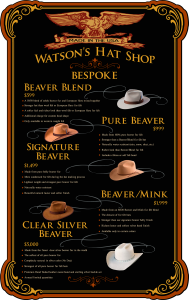 bespoke custom hat price list